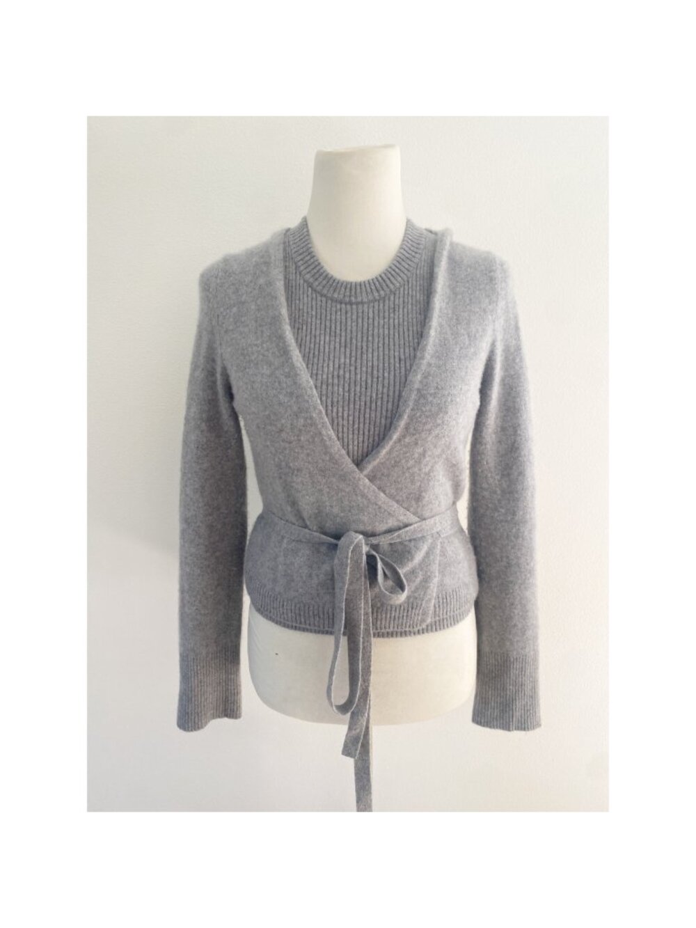 Me+Em Cashmere Wrap Sweater Top Gray